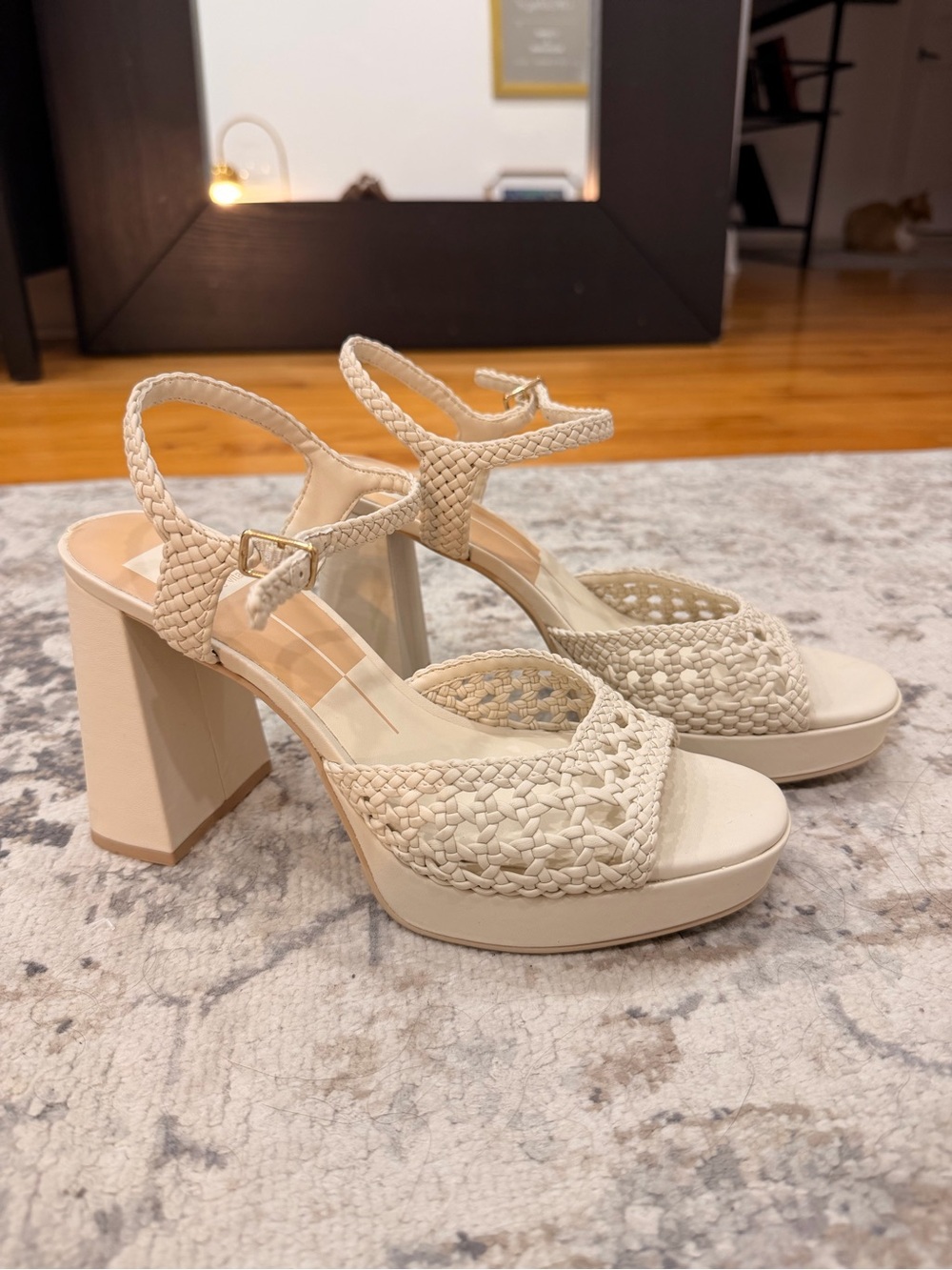 Dolce Vita Woven Platform Block Heel Sandals - Cream